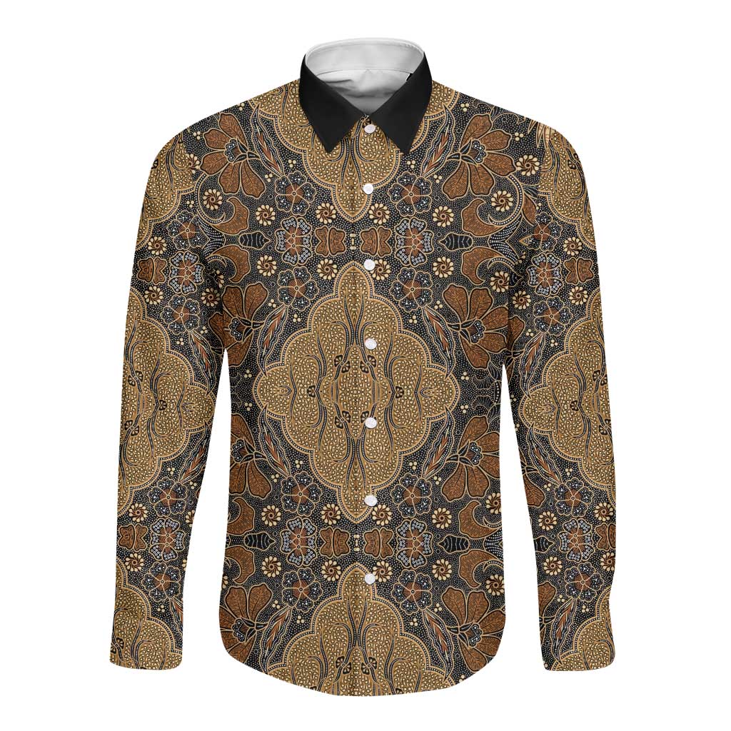 Madiba Nelson Mandela Batik Long Sleeve Button Shirt Earthy Brown Indonesia Heritage - African Pride