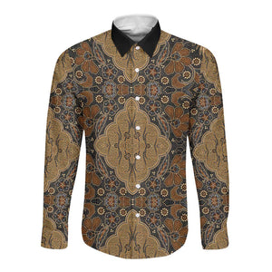 Madiba Nelson Mandela Batik Long Sleeve Button Shirt Earthy Brown Indonesia Heritage - African Pride