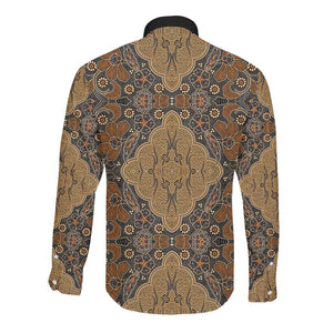 Madiba Nelson Mandela Batik Long Sleeve Button Shirt Earthy Brown Indonesia Heritage - African Pride