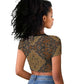 Madiba Nelson Mandela Batik Raglan Cropped T shirt Earthy Brown Indonesia Heritage - African Pride