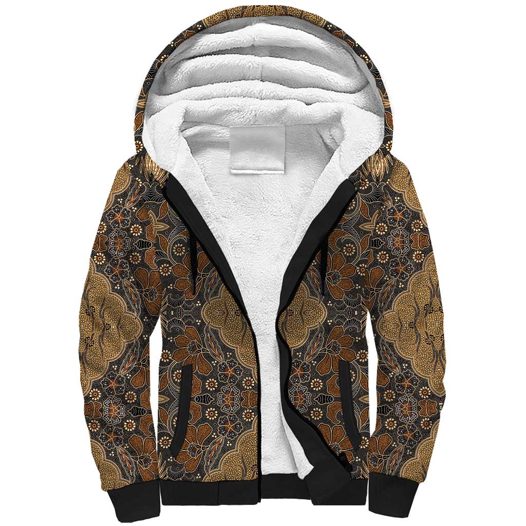 Madiba Nelson Mandela Batik Sherpa Hoodie Earthy Brown Indonesia Heritage - African Pride