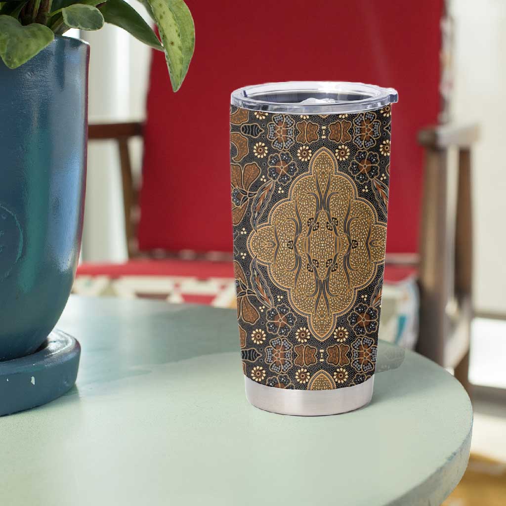 Madiba Nelson Mandela Batik Tumbler Cup Earthy Brown Indonesia Heritage LT15