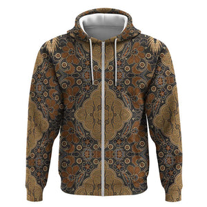 Madiba Nelson Mandela Batik Zip Hoodie Earthy Brown Indonesia Heritage - African Pride