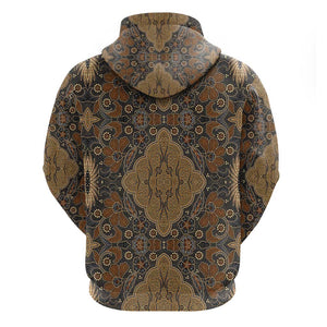 Madiba Nelson Mandela Batik Zip Hoodie Earthy Brown Indonesia Heritage - African Pride