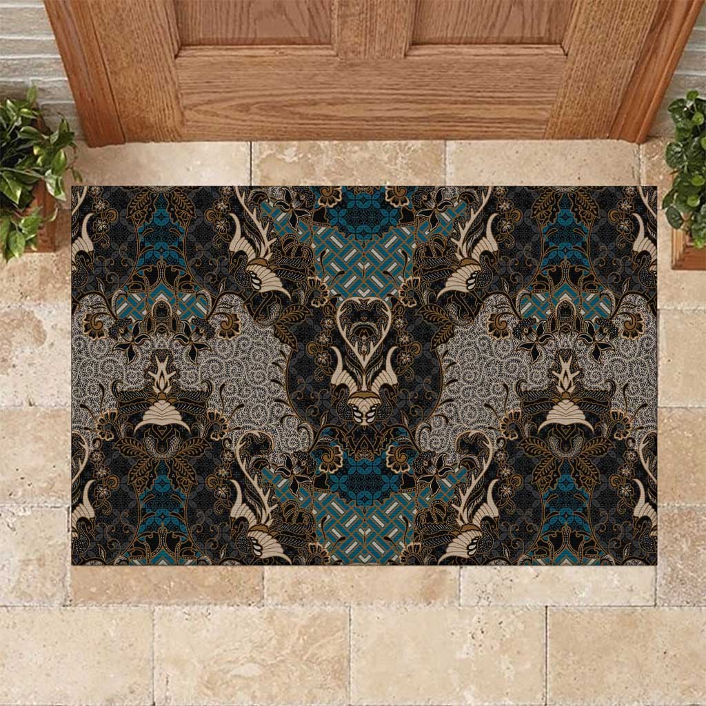 Madiba Nelson Mandela Batik Rubber Doormat Black Indonesia Heritage - African Pride