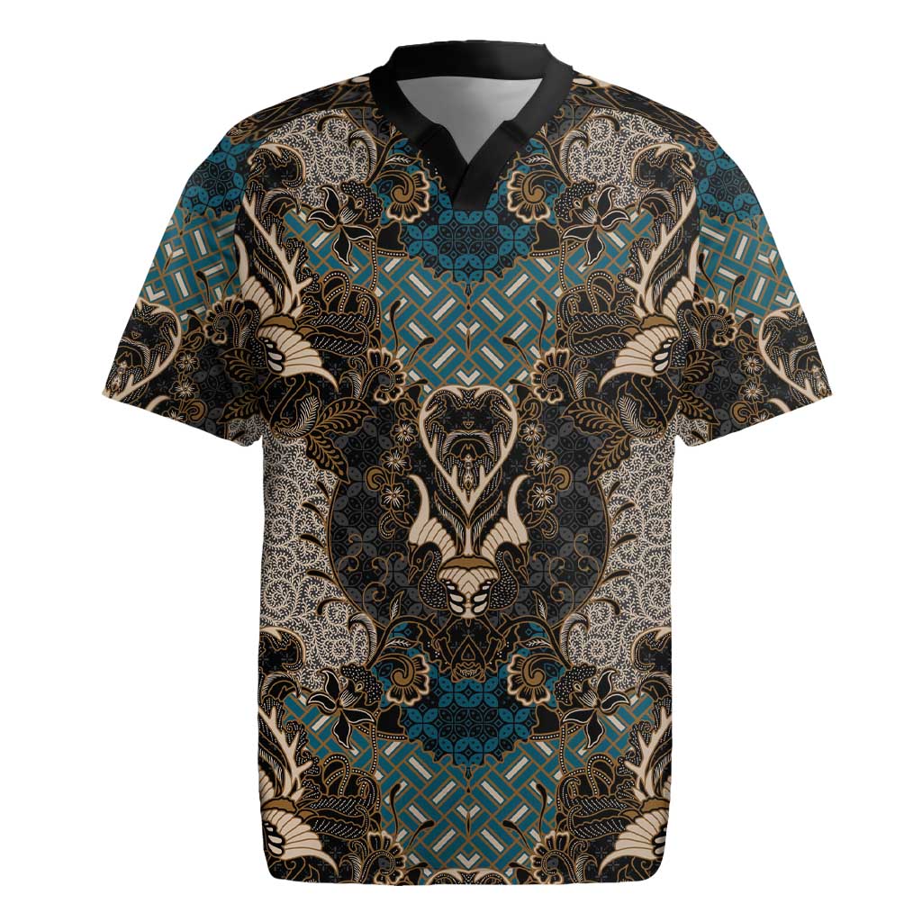 Madiba Nelson Mandela Batik Rugby Jersey Black Indonesia Heritage - African Pride