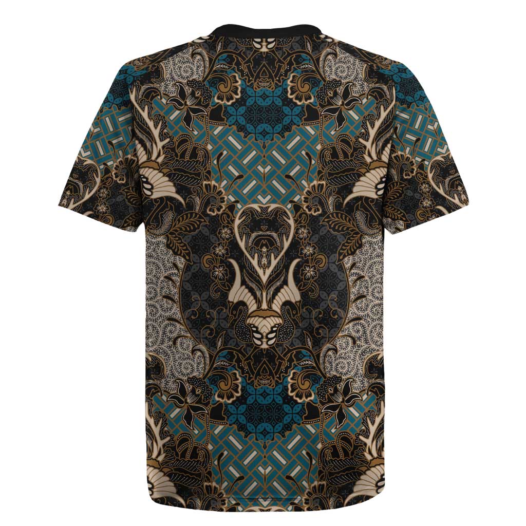 Madiba Nelson Mandela Batik Rugby Jersey Black Indonesia Heritage - African Pride