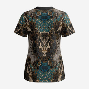 Madiba Nelson Mandela Scrub Top Indonesia Batik Black - African Pride