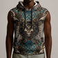 Madiba Nelson Mandela Batik Sleeveless Hoodie Black Indonesia Heritage - African Pride
