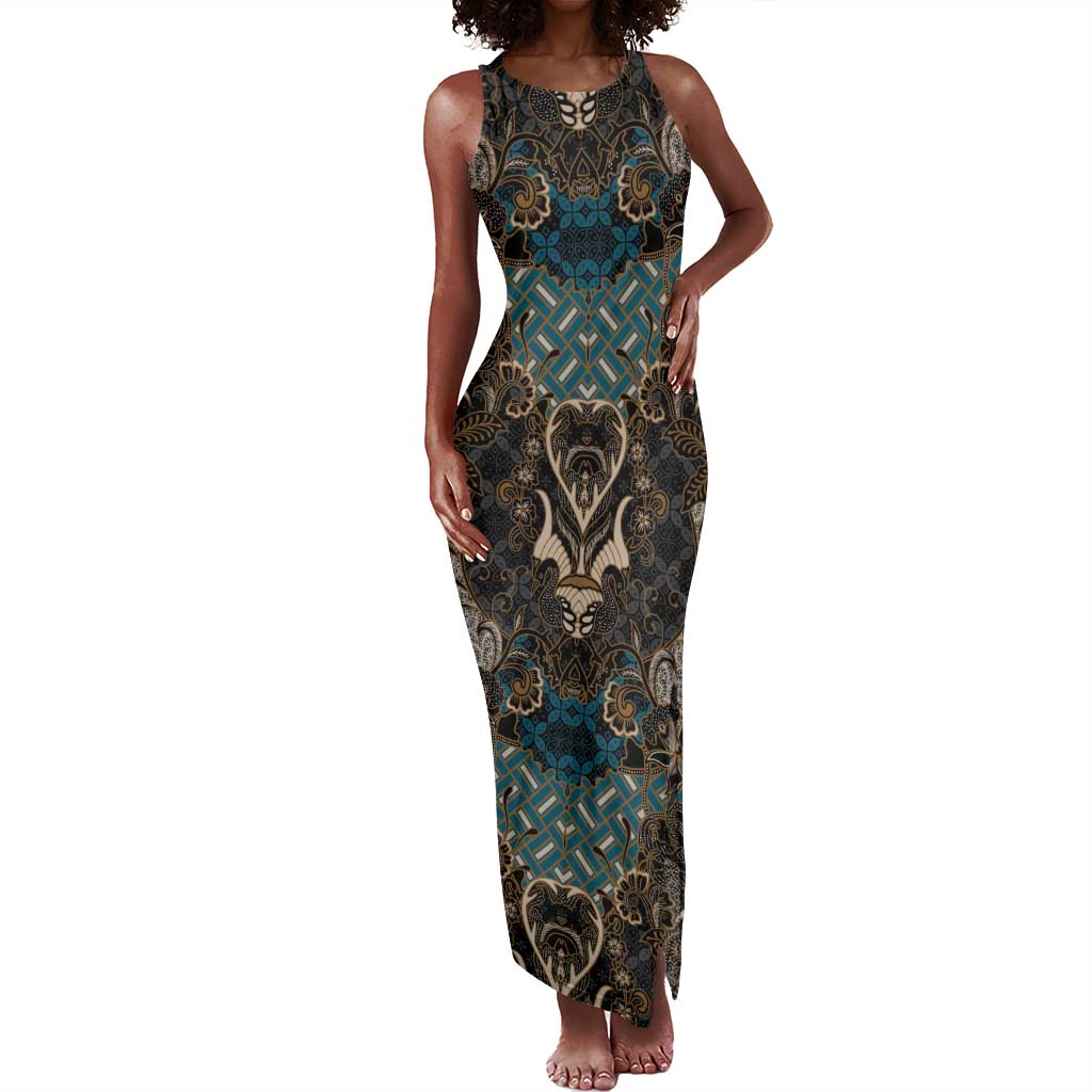 Madiba Nelson Mandela Batik Tank Maxi Dress Black Indonesia Heritage - African Pride
