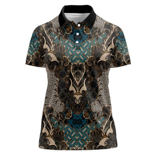 Madiba Nelson Mandela Batik Women Polo Shirt Black Indonesia Heritage - African Pride