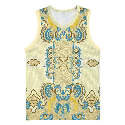 Madiba Nelson Mandela Batik Basketball Jersey Yellow Blue Indonesia Heritage LT15