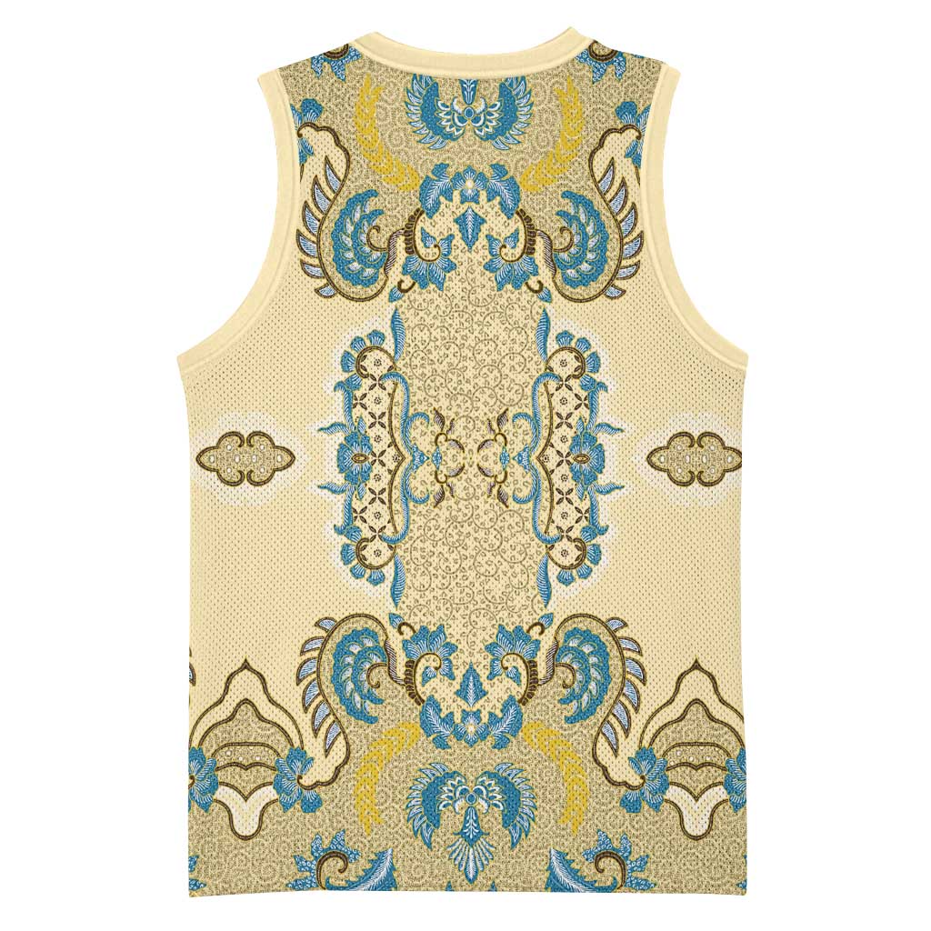 Madiba Nelson Mandela Batik Basketball Jersey Yellow Blue Indonesia Heritage LT15