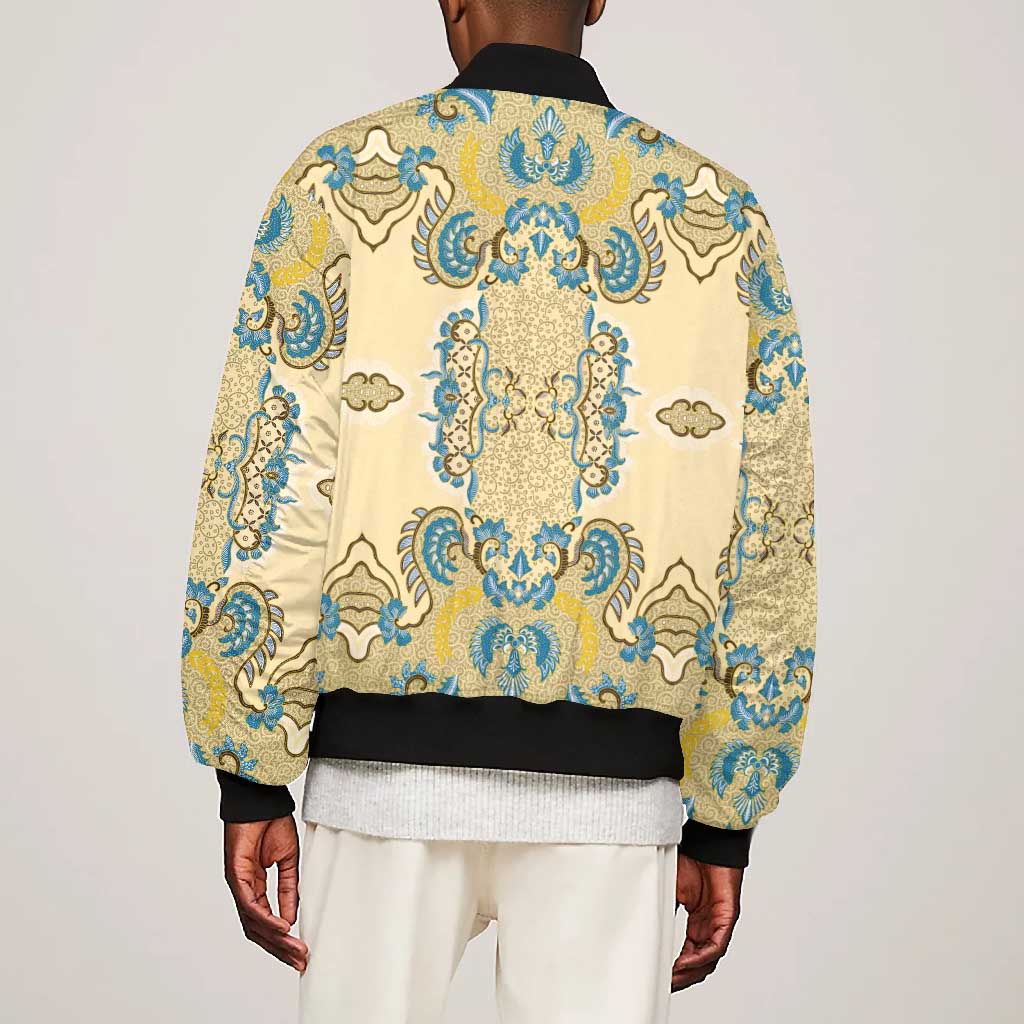 Madiba Nelson Mandela Batik Bomber Jacket Yellow Blue Indonesia Heritage - African Pride