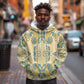 Madiba Nelson Mandela Batik Hoodie Yellow Blue Indonesia Heritage - African Pride