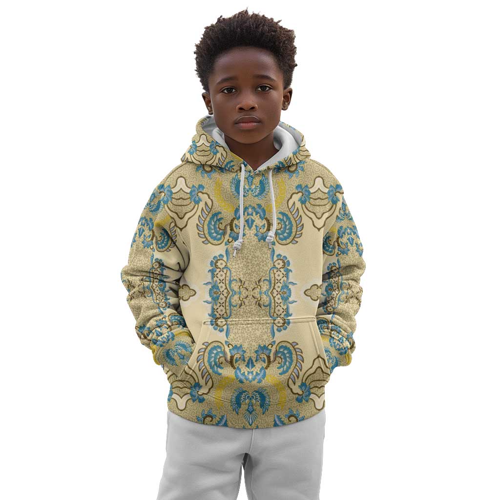 Madiba Nelson Mandela Batik Kid Hoodie Yellow Blue Indonesia Heritage - African Pride