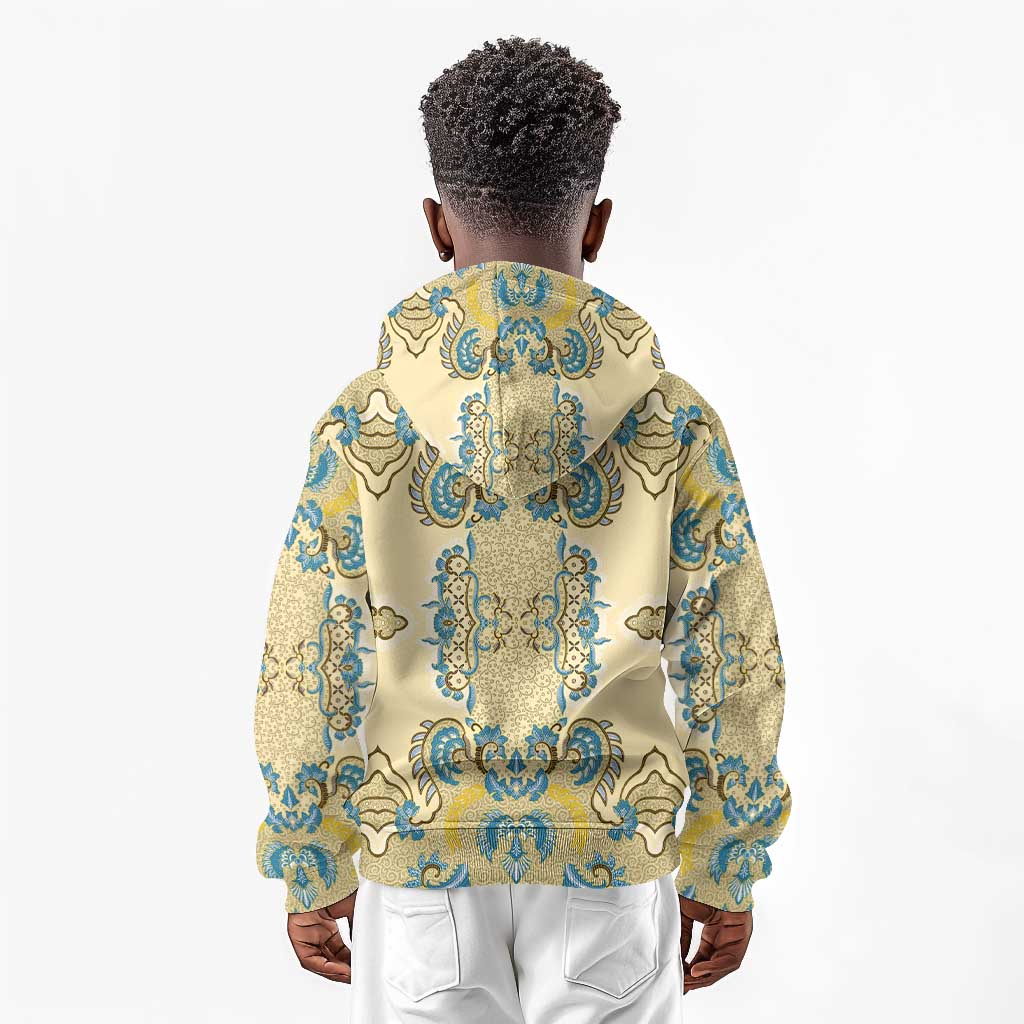 Madiba Nelson Mandela Batik Kid Hoodie Yellow Blue Indonesia Heritage - African Pride