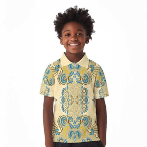 Madiba Nelson Mandela Batik Kid Polo Shirt Yellow Blue Indonesia Heritage - African Pride