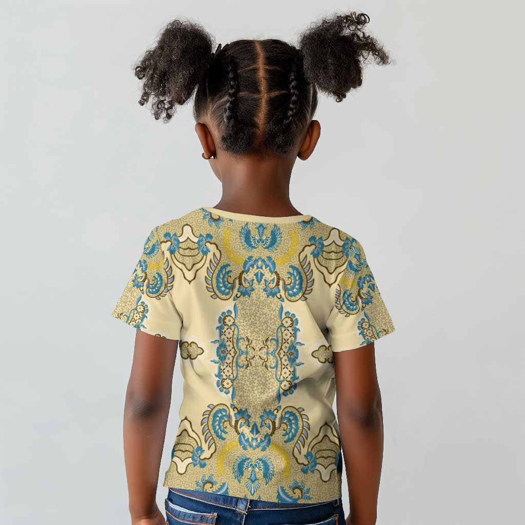 Madiba Nelson Mandela Batik Kid T shirt Yellow Blue Indonesia Heritage - African Pride
