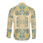 Madiba Nelson Mandela Batik Long Sleeve Button Shirt Yellow Blue Indonesia Heritage - African Pride