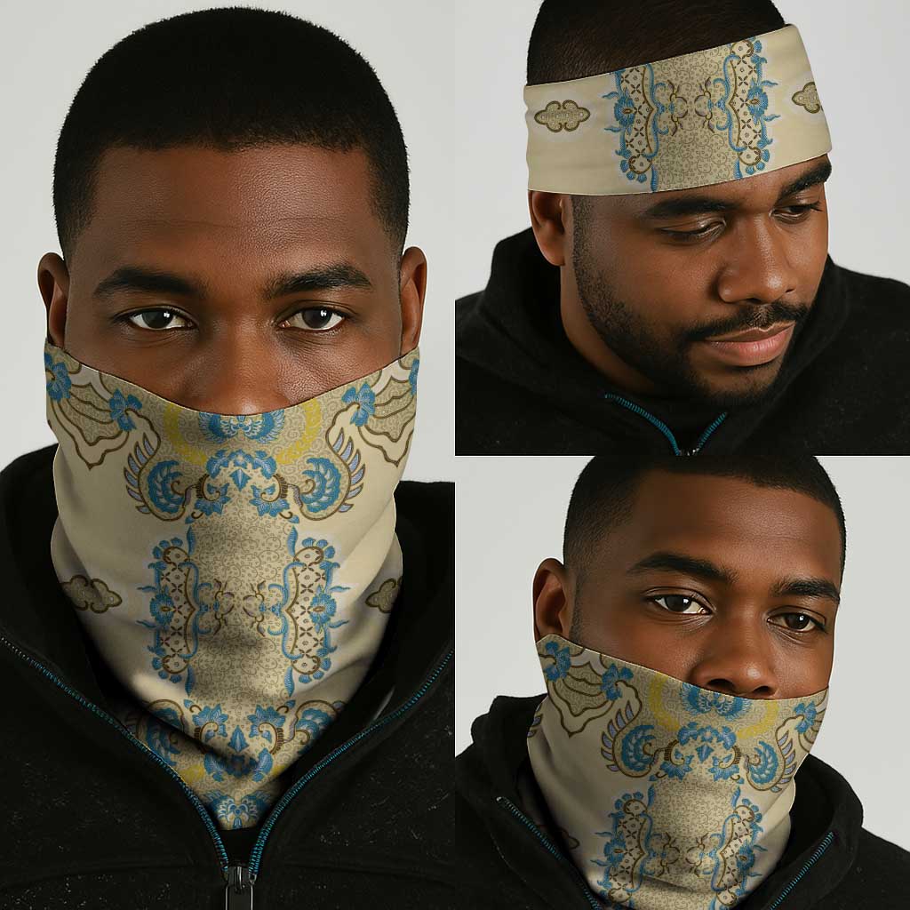 Madiba Nelson Mandela Batik Neck Gaiter Yellow Blue Indonesia Heritage LT15