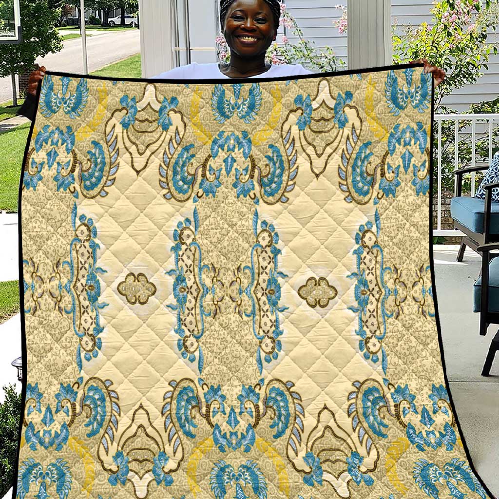 Madiba Nelson Mandela Batik Quilt Yellow Blue Indonesia Heritage - African Pride