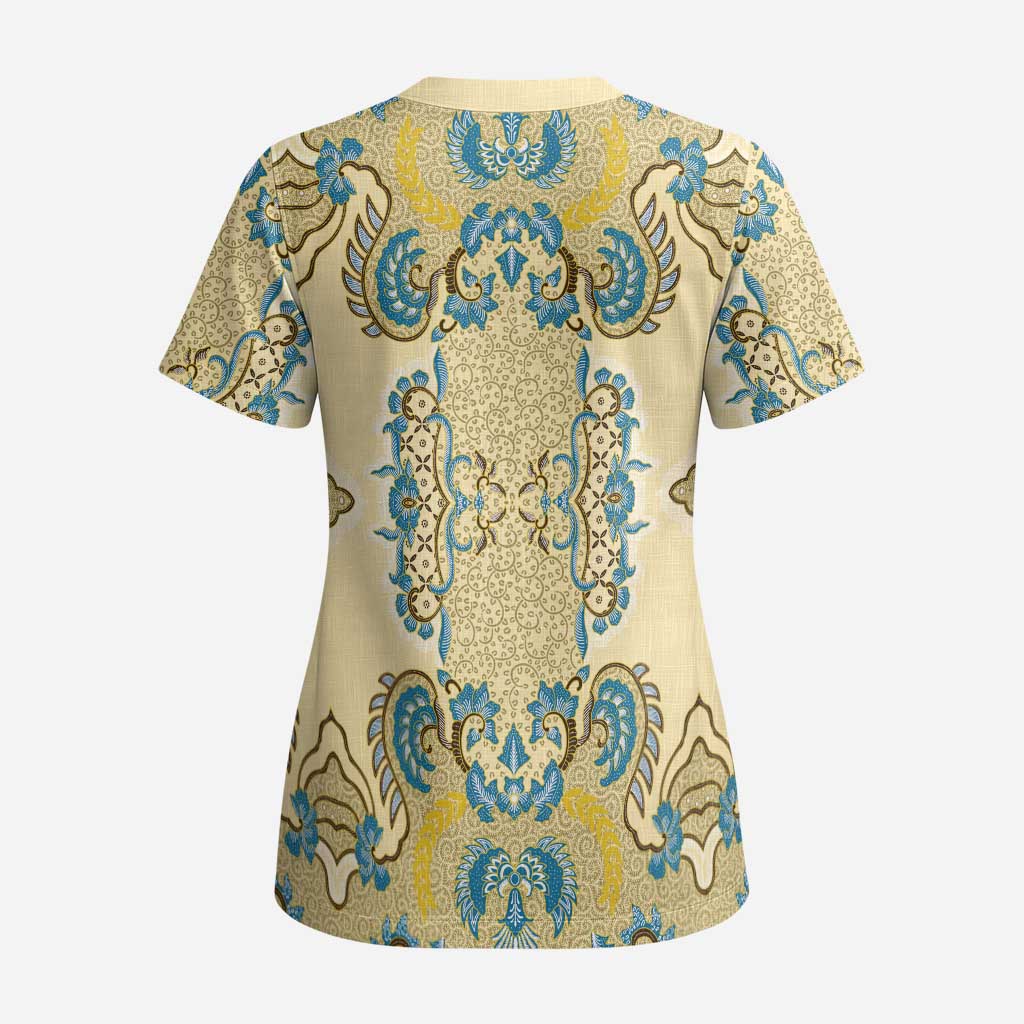 Madiba Nelson Mandela Scrub Top Indonesia Batik Yellow Bule - African Pride