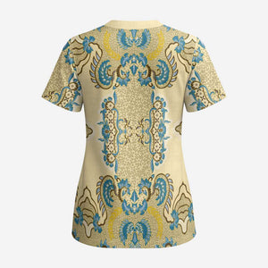 Madiba Nelson Mandela Scrub Top Indonesia Batik Yellow Bule - African Pride
