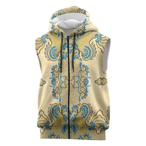 Madiba Nelson Mandela Batik Sleeveless Zip Hoodie Yellow Blue Indonesia Heritage - African Pride