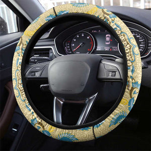 Madiba Nelson Mandela Batik Steering Wheel Cover Yellow Blue Indonesia Heritage - African Pride