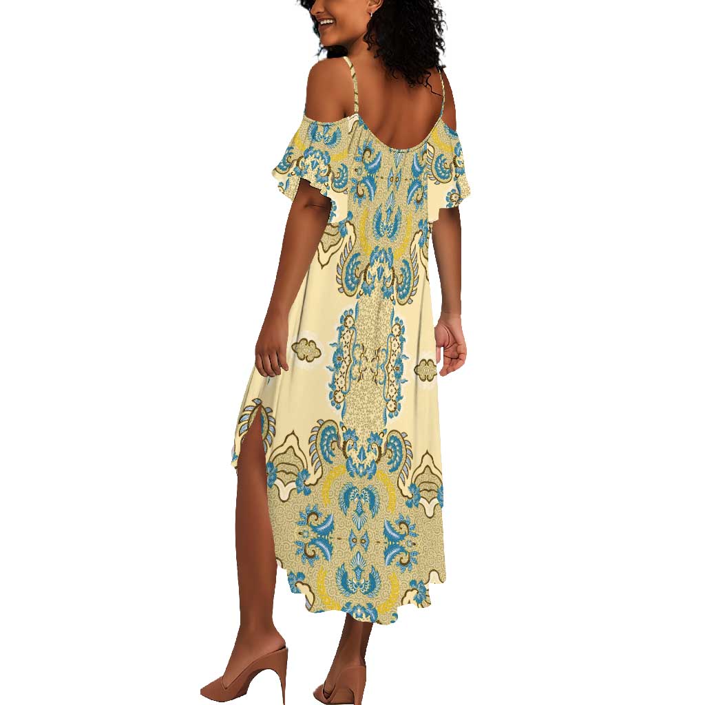 Madiba Nelson Mandela Batik Summer Maxi Dress Yellow Blue Indonesia Heritage - African Pride