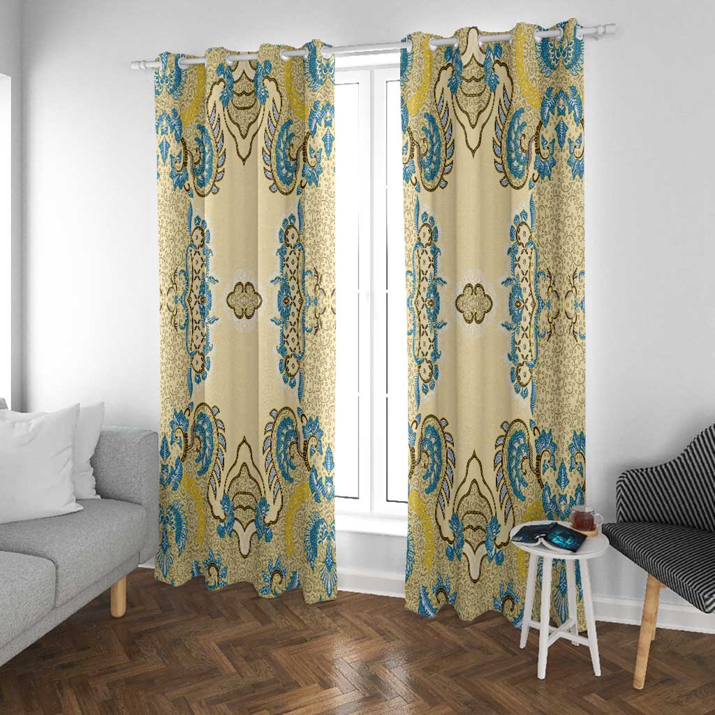 Madiba Nelson Mandela Batik Window Curtain Yellow Blue Indonesia Heritage - African Pride