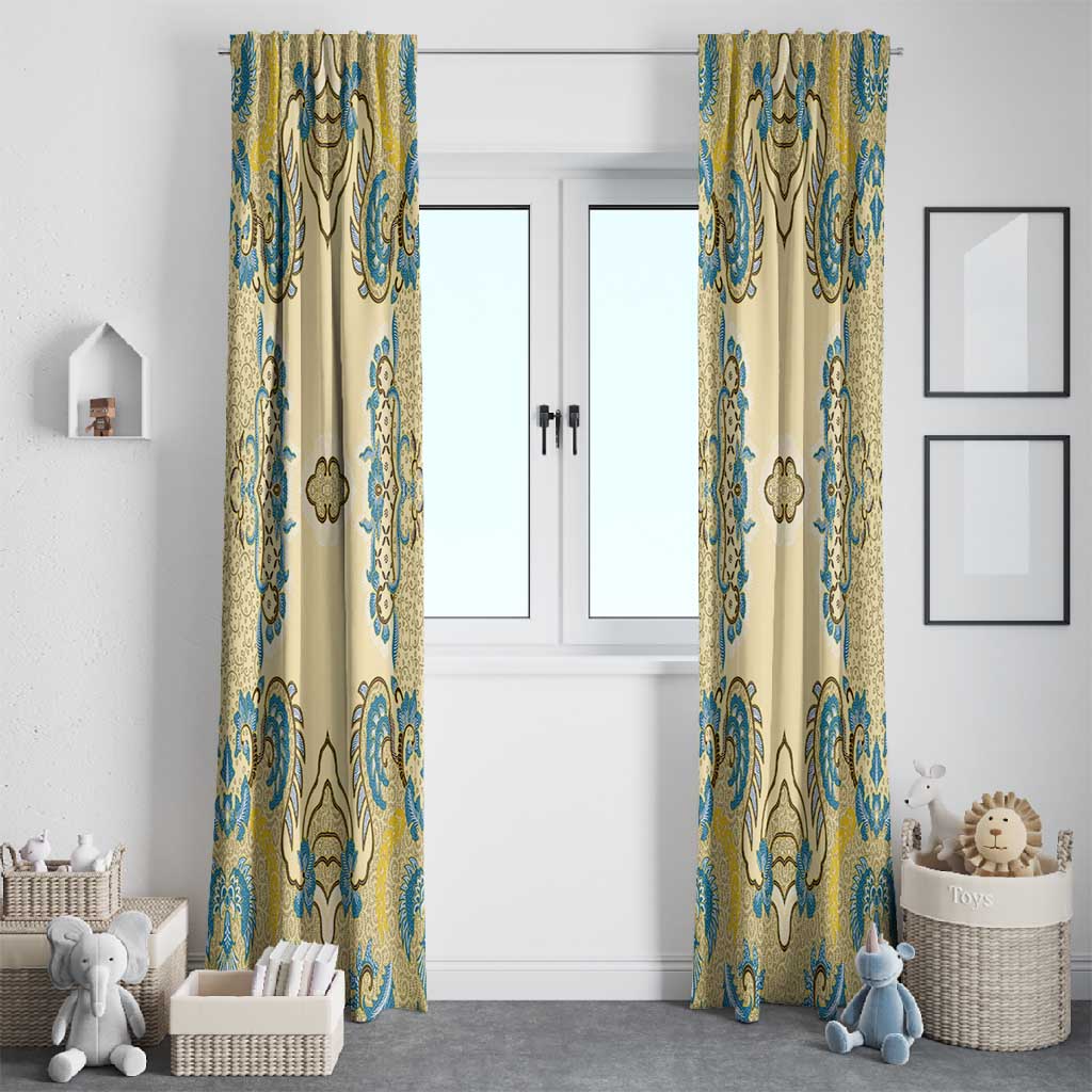 Madiba Nelson Mandela Batik Window Curtain Yellow Blue Indonesia Heritage - African Pride