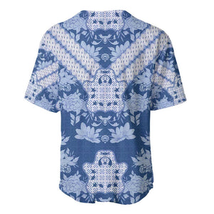 Indonesia Javanese Batik Nelson Mandela Madiba Blue Baseball Jersey - African Pride