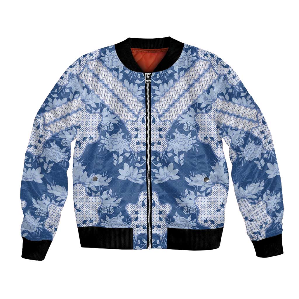 Indonesia Javanese Batik Nelson Mandela Madiba Blue Bomber Jacket - African Pride