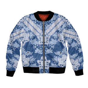 Indonesia Javanese Batik Nelson Mandela Madiba Blue Bomber Jacket - African Pride