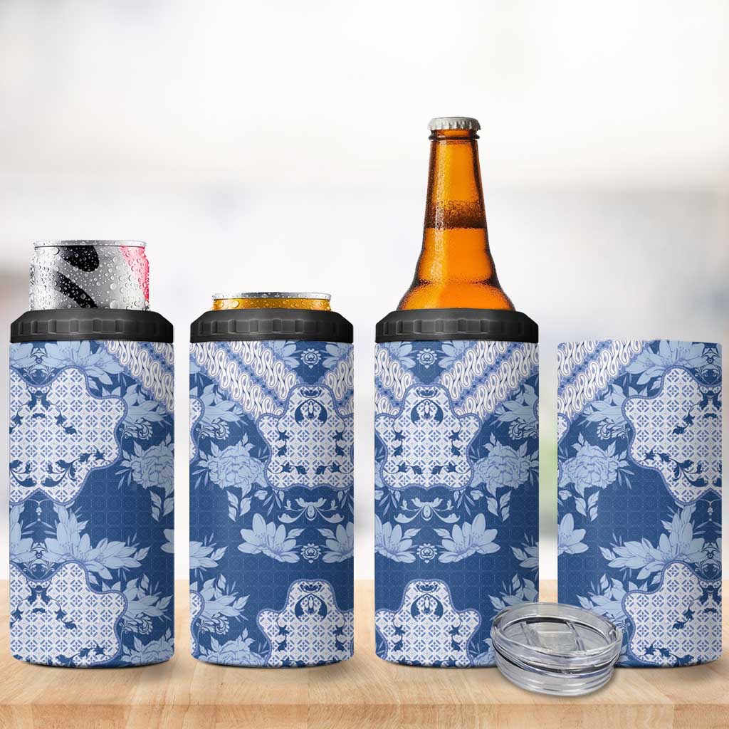 Indonesia Javanese Batik Nelson Mandela Madiba Blue 4 in 1 Can Cooler Tumbler LT15