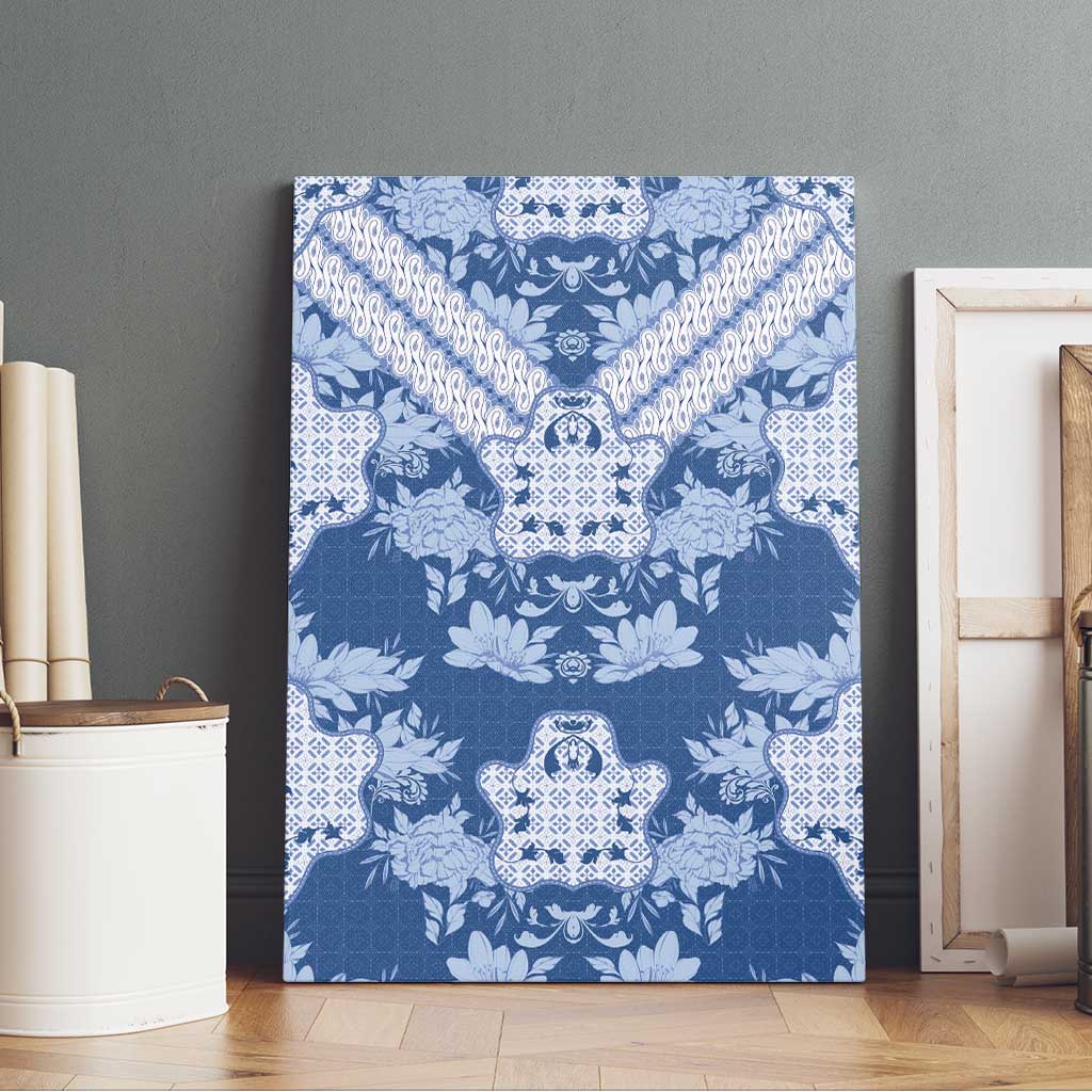 Indonesia Javanese Batik Nelson Mandela Madiba Blue Canvas Wall Art - African Pride