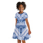 Indonesia Javanese Batik Nelson Mandela Madiba Blue Kid Short Sleeve Dress - African Pride