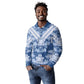 Indonesia Javanese Batik Nelson Mandela Madiba Blue Long Sleeve Polo Shirt - African Pride