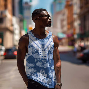 Indonesia Javanese Batik Nelson Mandela Madiba Blue Men Tank Top - African Pride
