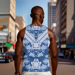 Indonesia Javanese Batik Nelson Mandela Madiba Blue Men Tank Top - African Pride