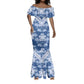 Indonesia Javanese Batik Nelson Mandela Madiba Blue Mermaid Dress - African Pride