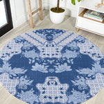 Indonesia Javanese Batik Nelson Mandela Madiba Blue Round Carpet - African Pride