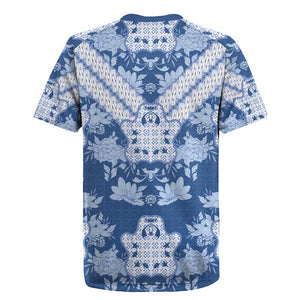 Indonesia Javanese Batik Nelson Mandela Madiba Blue Rugby Jersey - African Pride