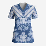 Indonesia Javanese Batik Scrub Top Nelson Mandela Madiba Blue - African Pride