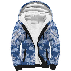 Indonesia Javanese Batik Nelson Mandela Madiba Blue Sherpa Hoodie - African Pride