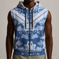 Indonesia Javanese Batik Nelson Mandela Madiba Blue Sleeveless Zip Hoodie - African Pride