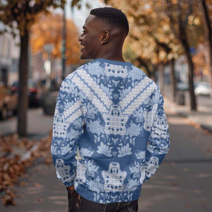 Indonesia Javanese Batik Nelson Mandela Madiba Blue Sweatshirt - African Pride