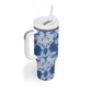 Indonesia Javanese Batik Nelson Mandela Madiba Blue Tumbler With Handle LT15